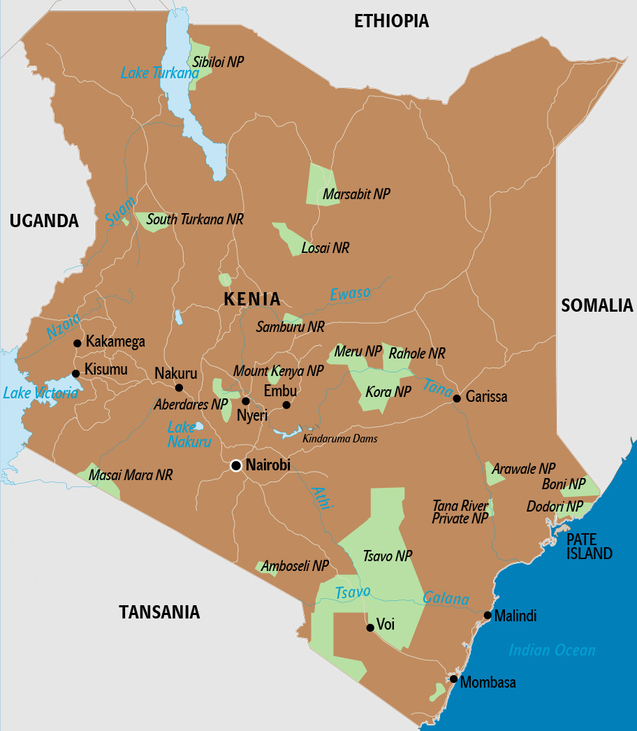 Kenia Landkarte Tourismus Kenia Karte