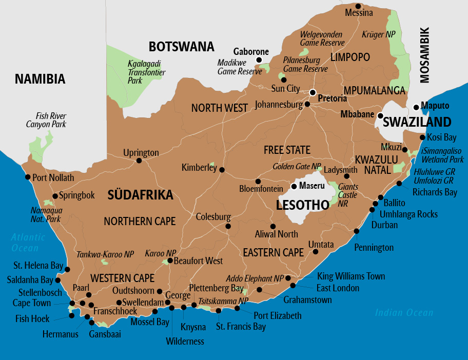 Südafrika Karte nicht Kuoni